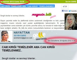 Yuhhh Olsun... SEVİM EMRE'NİN 3 AY ÖNCE MAGAZİNKOLİK'DE YAZDIĞI KÖŞE YAZISINI YENİ DİYE YAYINLADILAR...