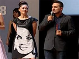 Nurgül Yeşilçay... ÖDÜL TÖRENİNE TÜRKAN ŞORAY'IN FOTOĞRAFI OLAN ELBİSEYLE ÇIKTI...