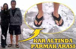 Acun Ilıcalı... KARDA KIŞTA PARMAK ARASI TERLİKLE!