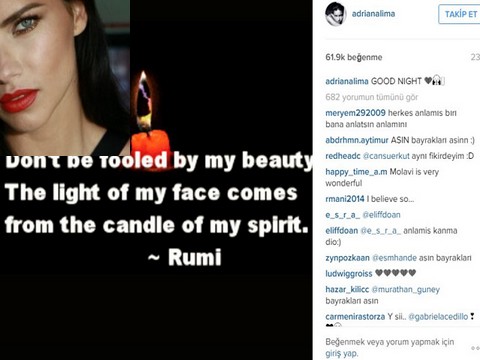 Adriana Lima..."SEVGİLİLER GÜNÜ" NÜ "MEVLANA" İLE KUTLADI!..