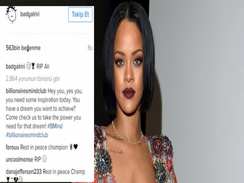 Rihanna...SOSYAL MEDYA HESABINDAN MUHAMMED ALİ'Yİ ANDI!..