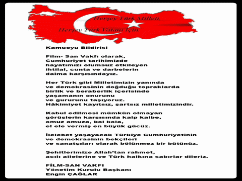 Film-San Vakfı...DEMOKRASİ BİLDİRİSİ!..