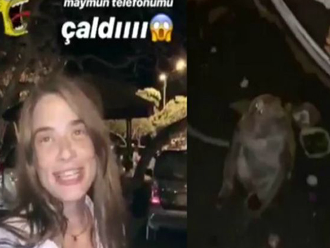 Müge Boz Erdeniz...TELEFONUNU MAYMUNA KAPTIRINCA!