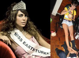 Gözde Zay'ın talihsizliği... "MISS EARTH"DE TROPİKAL BÖCEK SOKUNCA ERKEN ELENDİ !..