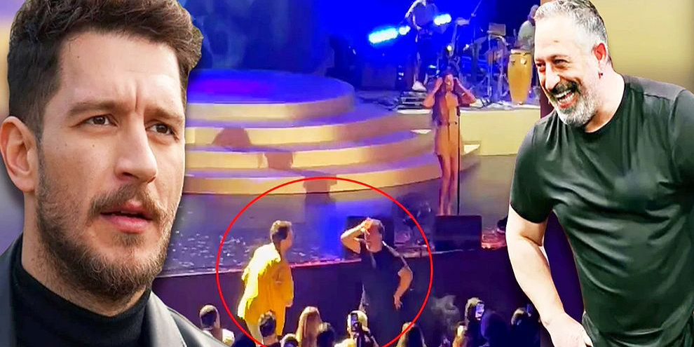 Cem Yılmaz-Uraz Kaygılaroğlu... SAHNE ÖNÜNDE KARŞILIKLI GÖBEK ATTILAR!