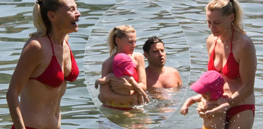 Seray Sever... İKİZLERLE PLAJDA, FİT HALİ DİKKAT ÇEKTİ!