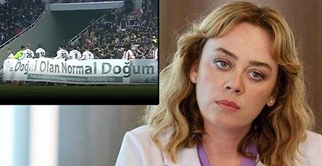 SPOR KARŞILAŞMASINDA AÇILAN ’NORMAL DOĞUM’ PANKARTINA TEPKİLER BÜYÜYOR!